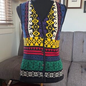 Vintage Esprit Colorful Knit Sweater Vest Size Medium